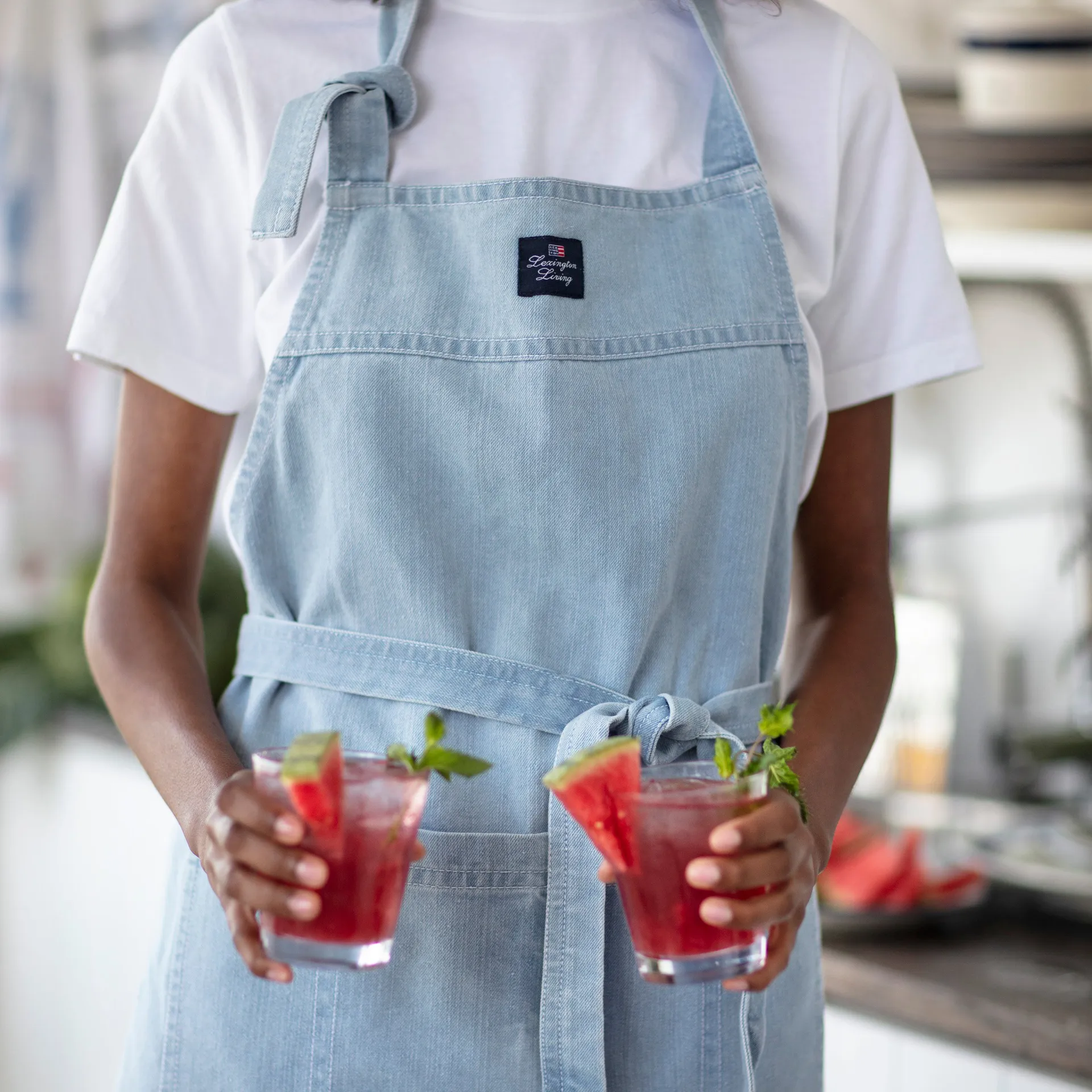 Washed denim schort 80x105 cm, Light blue Denim Lexington