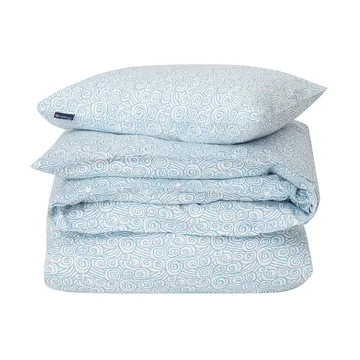 Wave Printed Cotton Sateen dekbedovertrekset - White-Blue, 1 kussensloop - Lexington