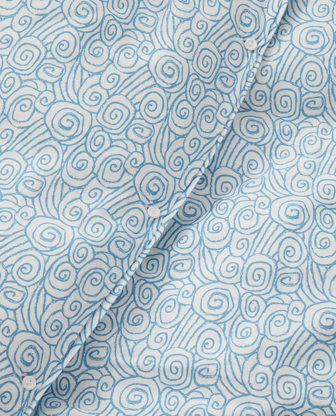 Wave Printed Cotton Sateen dekbedovertrekset, White-Blue, 1 kussensloop Lexington