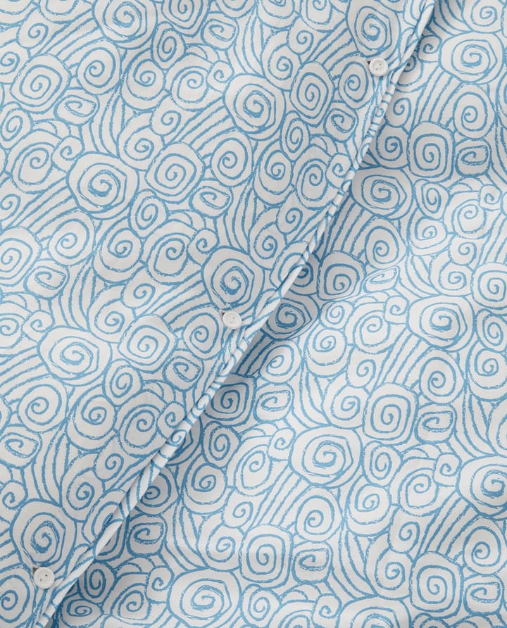 Wave Printed Cotton Sateen dekbedovertrekset - White-Blue, 1 kussensloop - Lexington