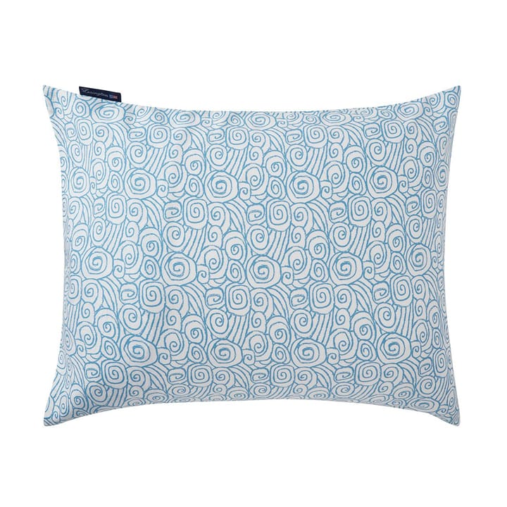 Wave Printed Cotton Sateen kussensloop 50x60 cm, White-Blue Lexington