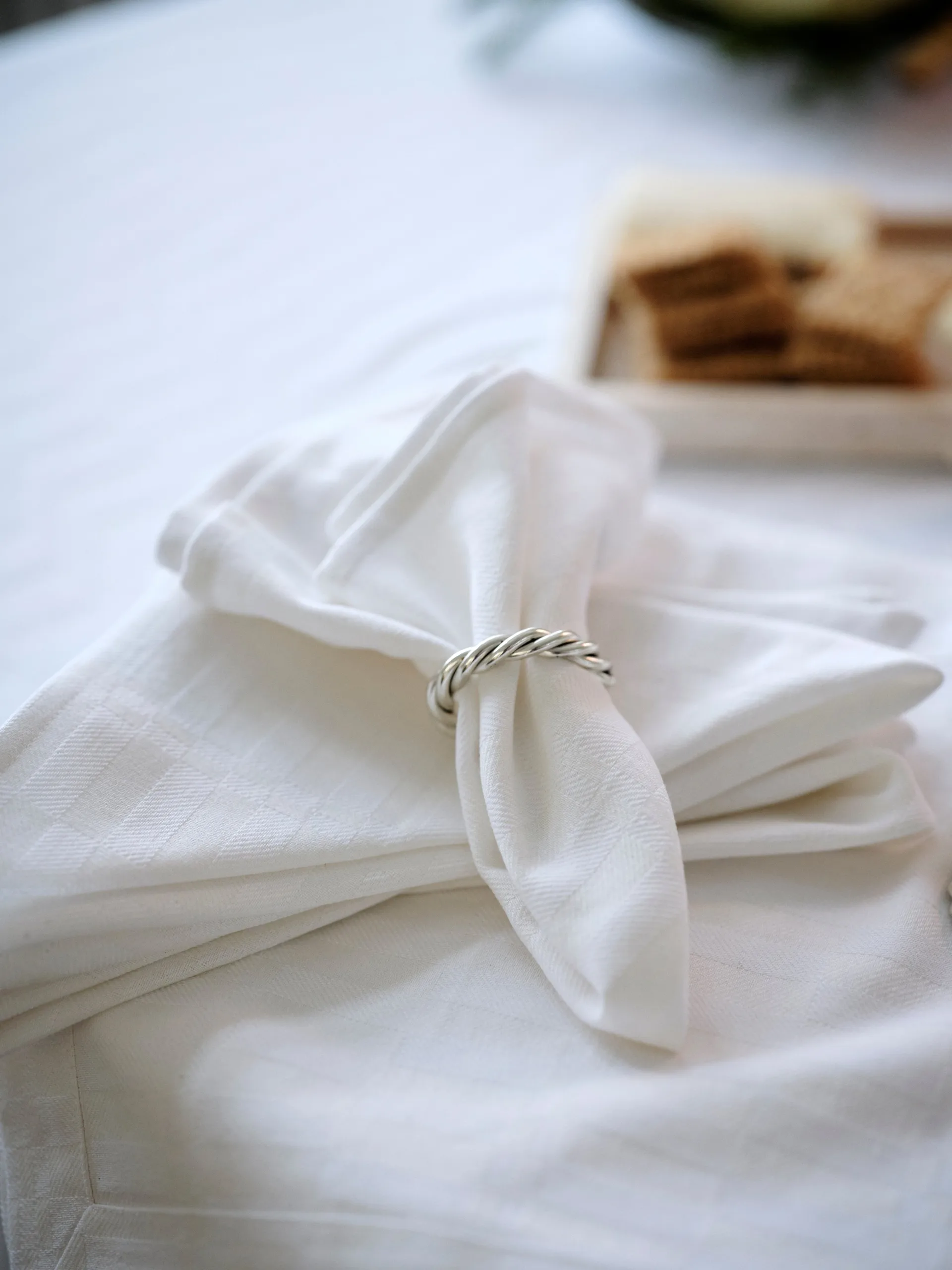 White jacquard cotton tafelkleed 150x250 cm, Wit Lexington