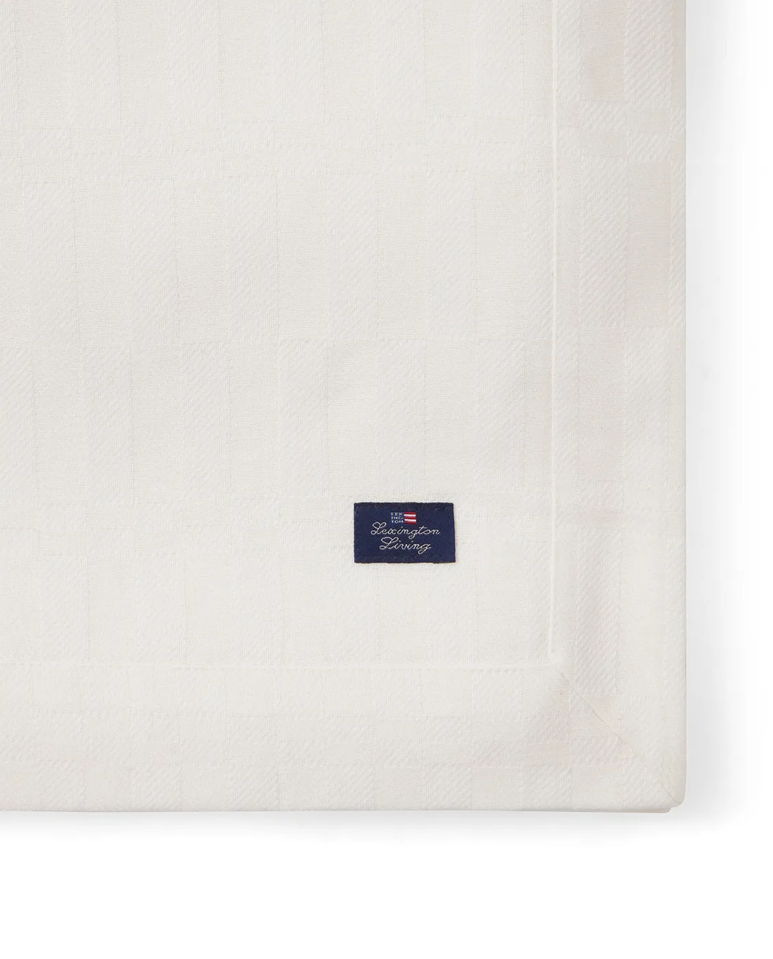 White jacquard cotton tafelkleed 150x350 cm, Wit Lexington