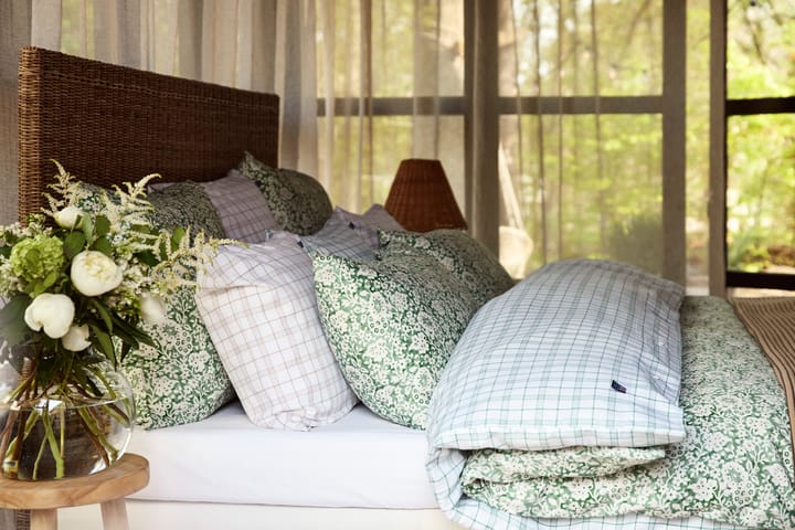 White/Beige Checked Lyocell/Cotton beddengoedset, 50x60 cm, 220x220 cm Lexington