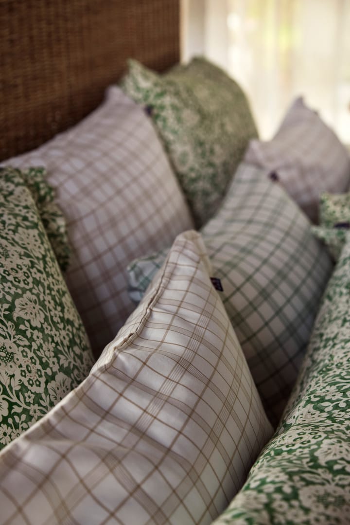 White/Beige Checked Lyocell/Cotton beddengoedset, 50x60 cm, 220x220 cm Lexington