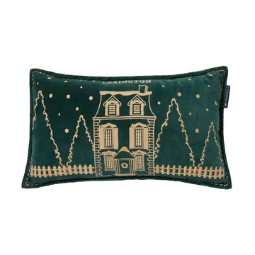 Winter House eco. fluwelen katoen kussen 30x50 cm - Green-Light Beige - Lexington