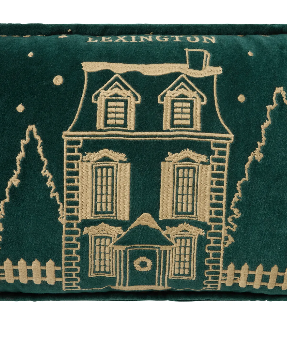 Winter House eco. fluwelen katoen kussen 30x50 cm, Green-Light Beige Lexington