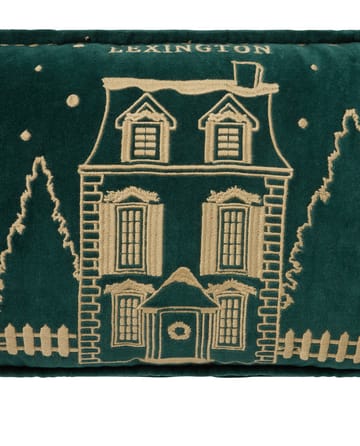 Winter House eco. fluwelen katoen kussen 30x50 cm - Green-Light Beige - Lexington
