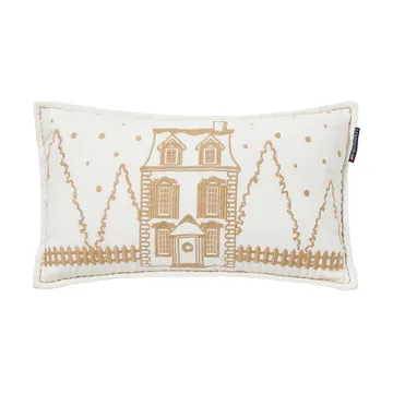 Winter House eco. fluwelen katoen kussen 30x50 cm - White-Light beige - Lexington