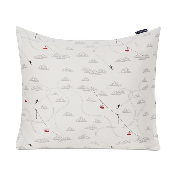 Winter Printed Cotton Sateen kussensloop 50x60 cm - White-gray-red - Lexington