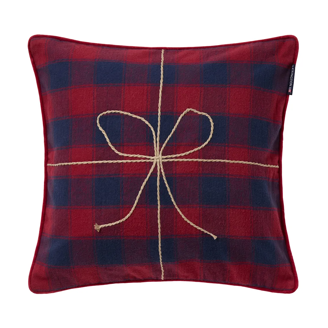 Wrapped checked eko. flanel kussensloop 50x50 cm, Dark blue-red Lexington