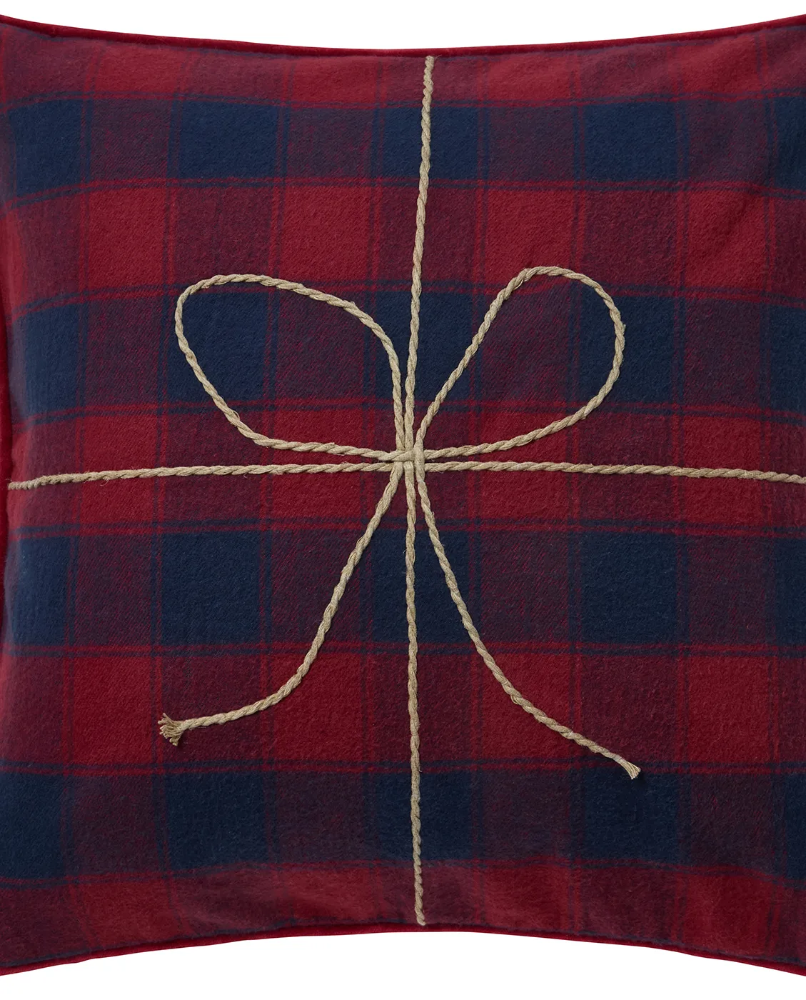 Wrapped checked eko. flanel kussensloop 50x50 cm, Dark blue-red Lexington