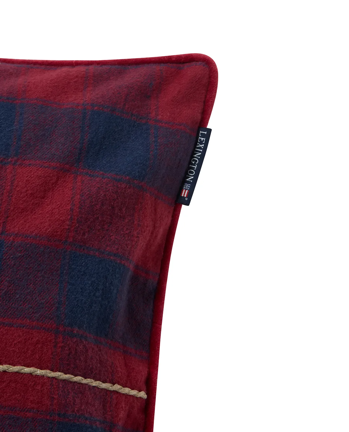 Wrapped checked eko. flanel kussensloop 50x50 cm, Dark blue-red Lexington