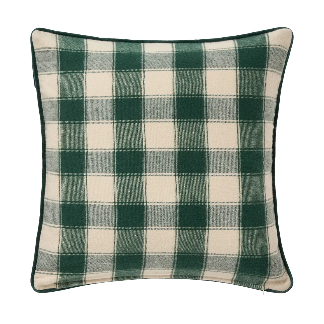 Wrapped checked eko. flanel kussensloop 50x50 cm, Light beige-green Lexington