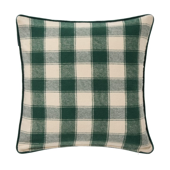 Wrapped checked eko. flanel kussensloop 50x50 cm - Light beige-green - Lexington