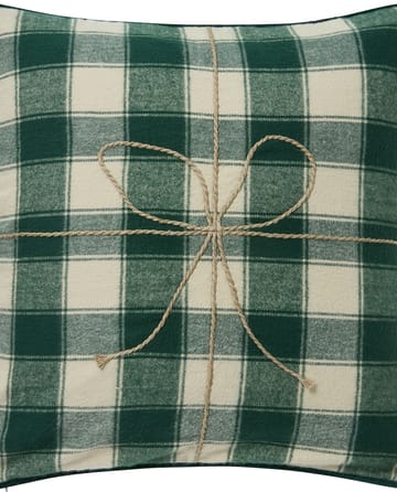 Wrapped checked eko. flanel kussensloop 50x50 cm - Light beige-green - Lexington