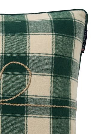 Wrapped checked eko. flanel kussensloop 50x50 cm - Light beige-green - Lexington