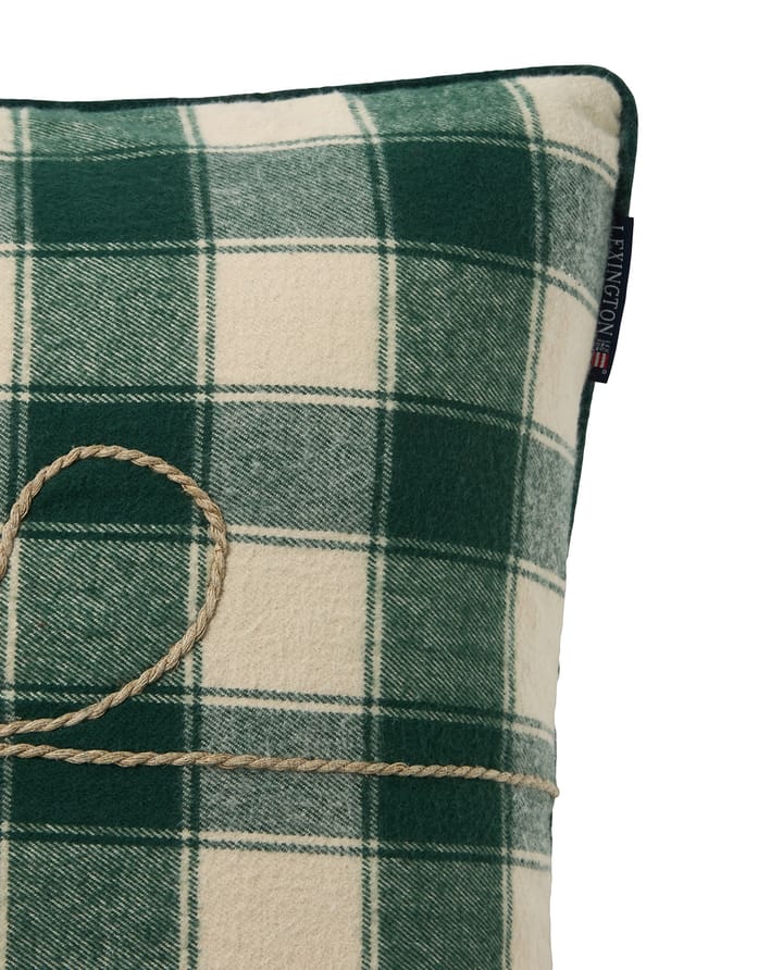 Wrapped checked eko. flanel kussensloop 50x50 cm, Light beige-green Lexington