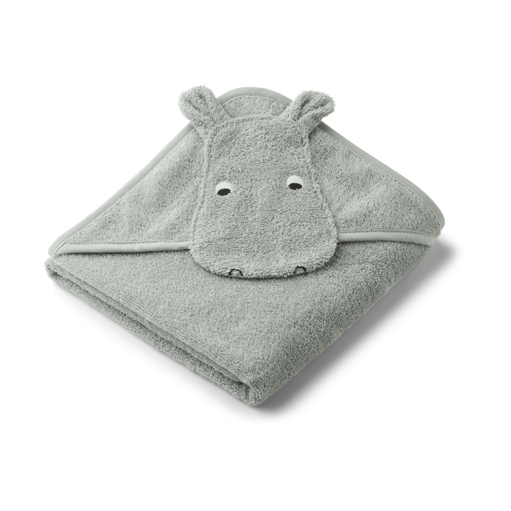 Albert badcape handdoek met capuchon 70x70 cm - Hippo dove blue - Liewood
