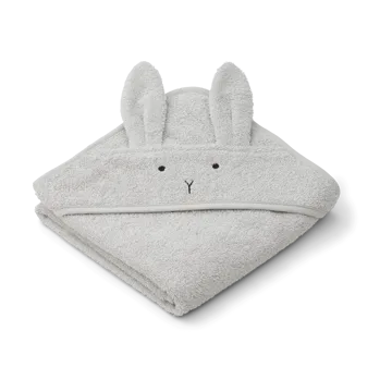Albert badcape handdoek met capuchon 70x70 cm - Rabbit dumbo grey - Liewood