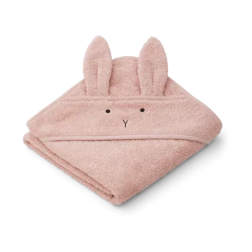 Albert badcape handdoek met capuchon 70x70 cm - Rabbit rose - Liewood