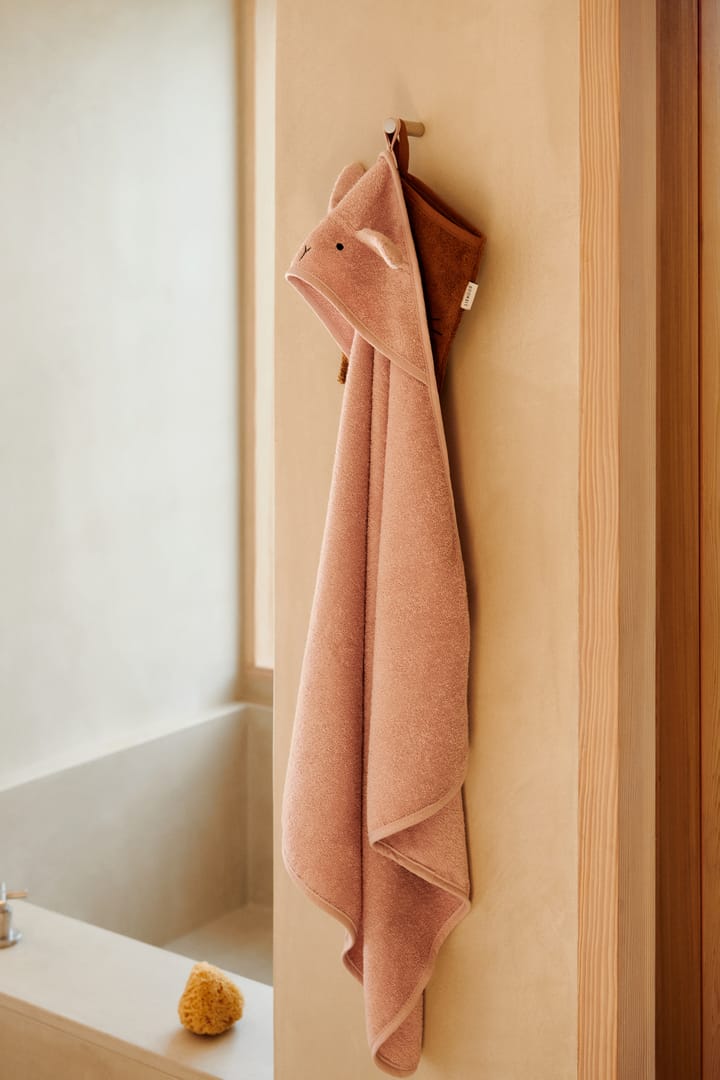 Albert badcape handdoek met capuchon 70x70 cm, Rabbit rose Liewood