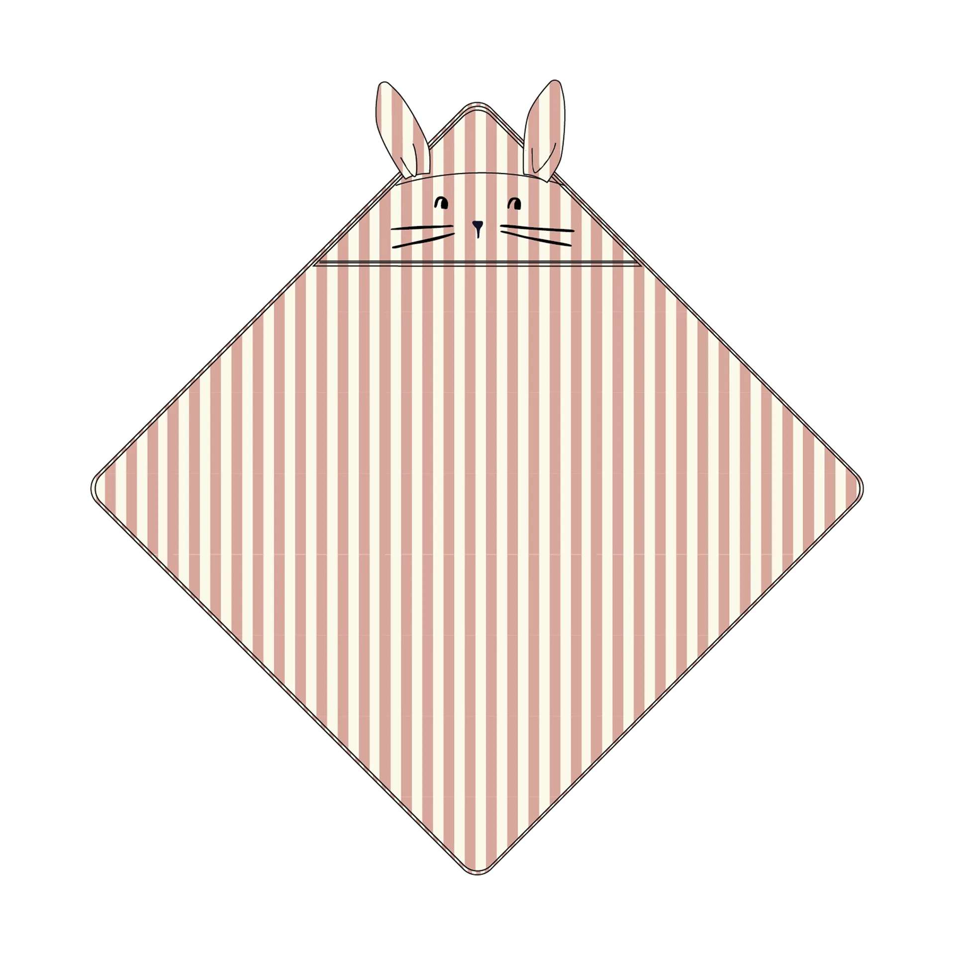 Albert handdoek met capuchon 70x70 cm, Coral blush-creme de la creme streep Liewood