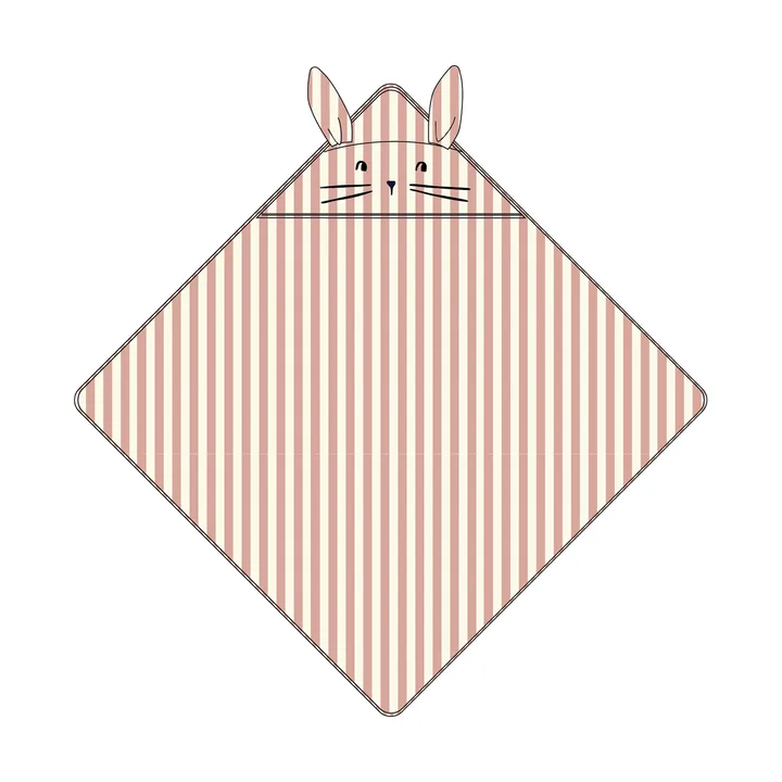 Albert handdoek met capuchon 70x70 cm - Coral blush-creme de la creme streep - Liewood