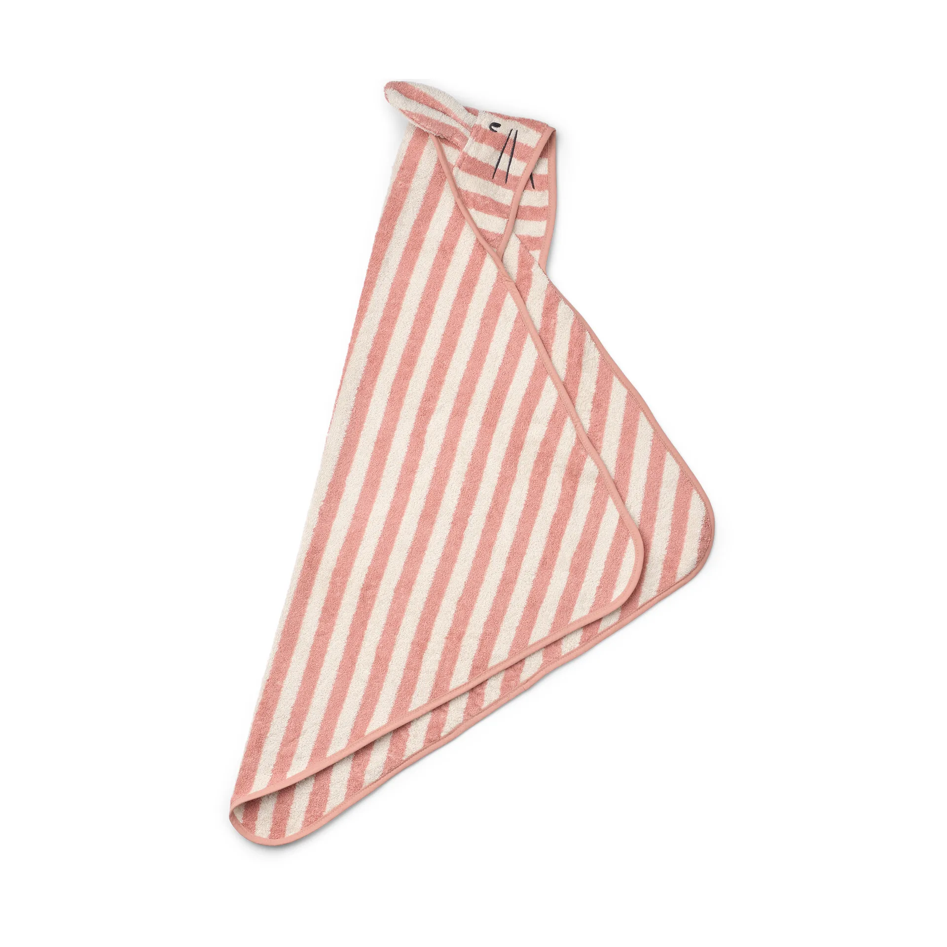 Albert handdoek met capuchon 70x70 cm, Coral blush-creme de la creme streep Liewood