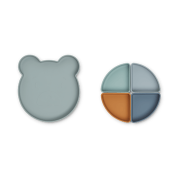 Arne kinderbord + 4 schaaltjes - Mr bear blue fog multi mix - Liewood