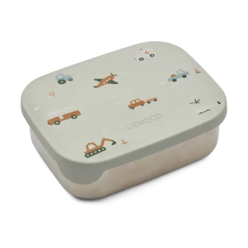 Arthur broodtrommel 13,5x17 cm - Vehicles-dove blue mix - Liewood