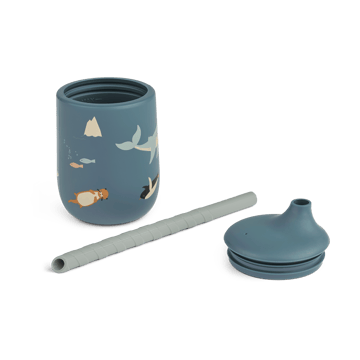 Ellis printed sippy cup tuitbeker met rietje 23 cl - Arctic Sea-Ocean view - Liewood