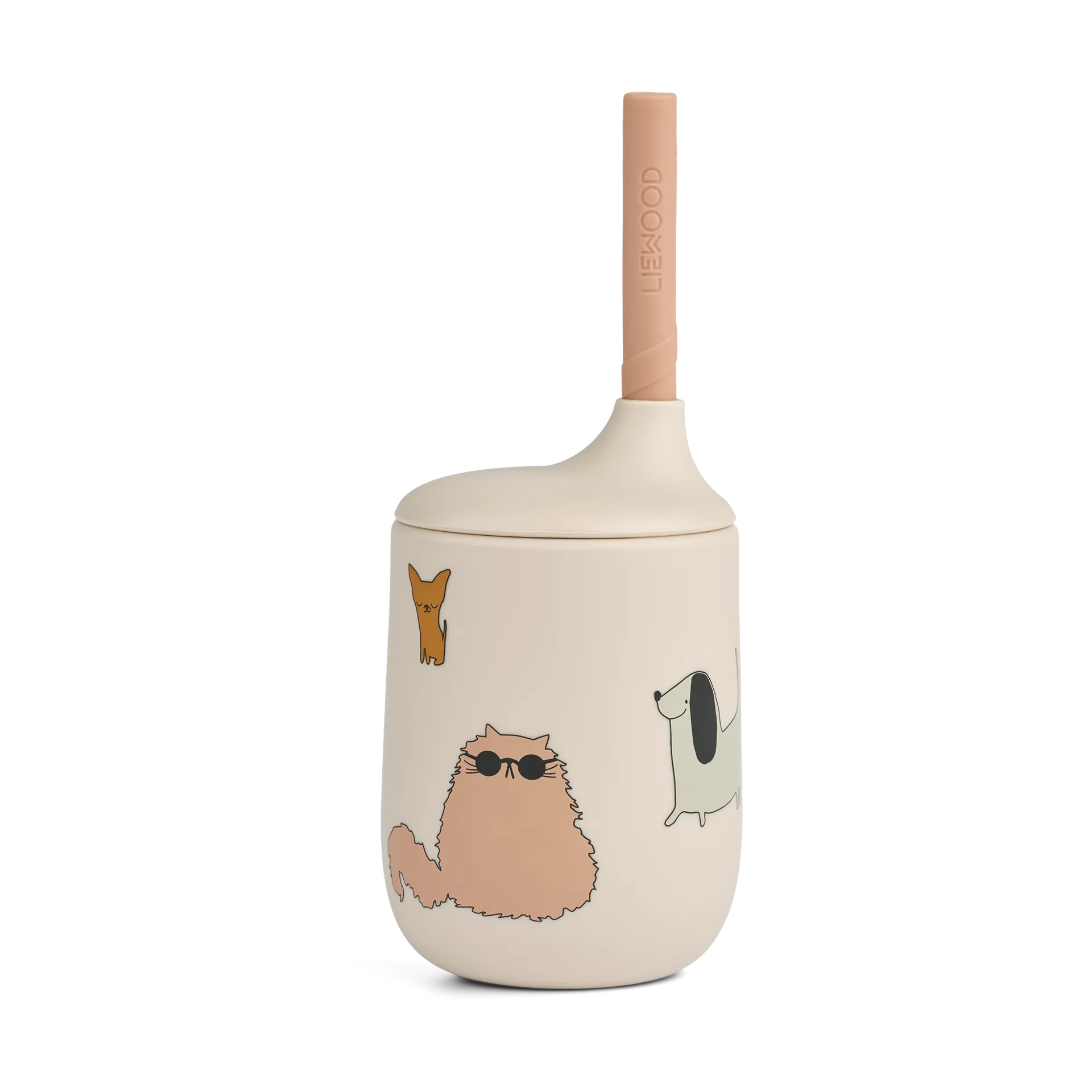 Ellis printed sippy cup tuitbeker met rietje 23 cl, Cats and Dogs-Sandy Liewood