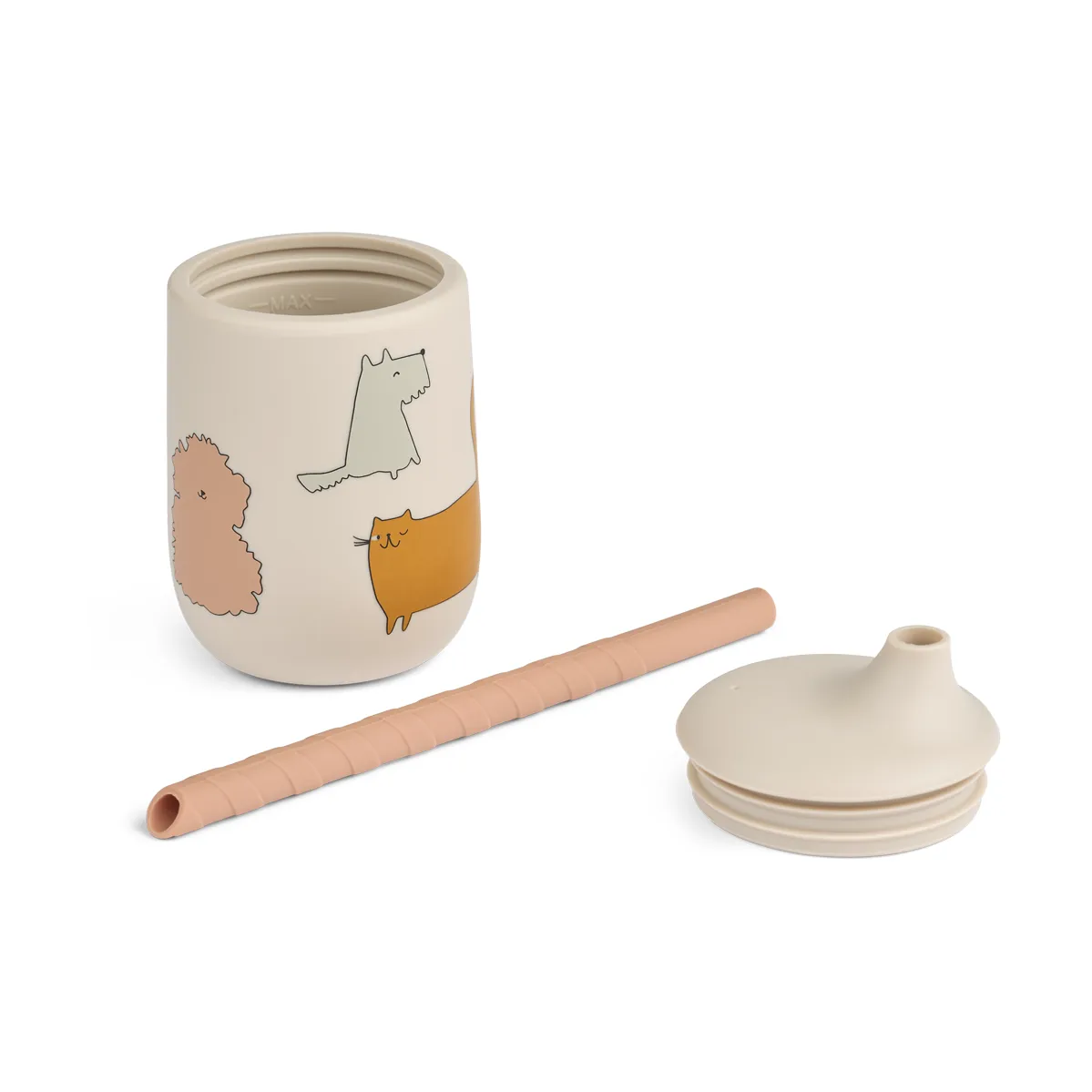 Ellis printed sippy cup tuitbeker met rietje 23 cl, Cats and Dogs-Sandy Liewood