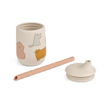 Ellis printed sippy cup tuitbeker met rietje 23 cl - Cats and Dogs-Sandy - Liewood