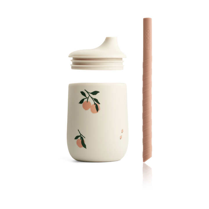 Ellis printed sippy cup tuitbeker met rietje 23 cl, Peach-Sea shell mix Liewood