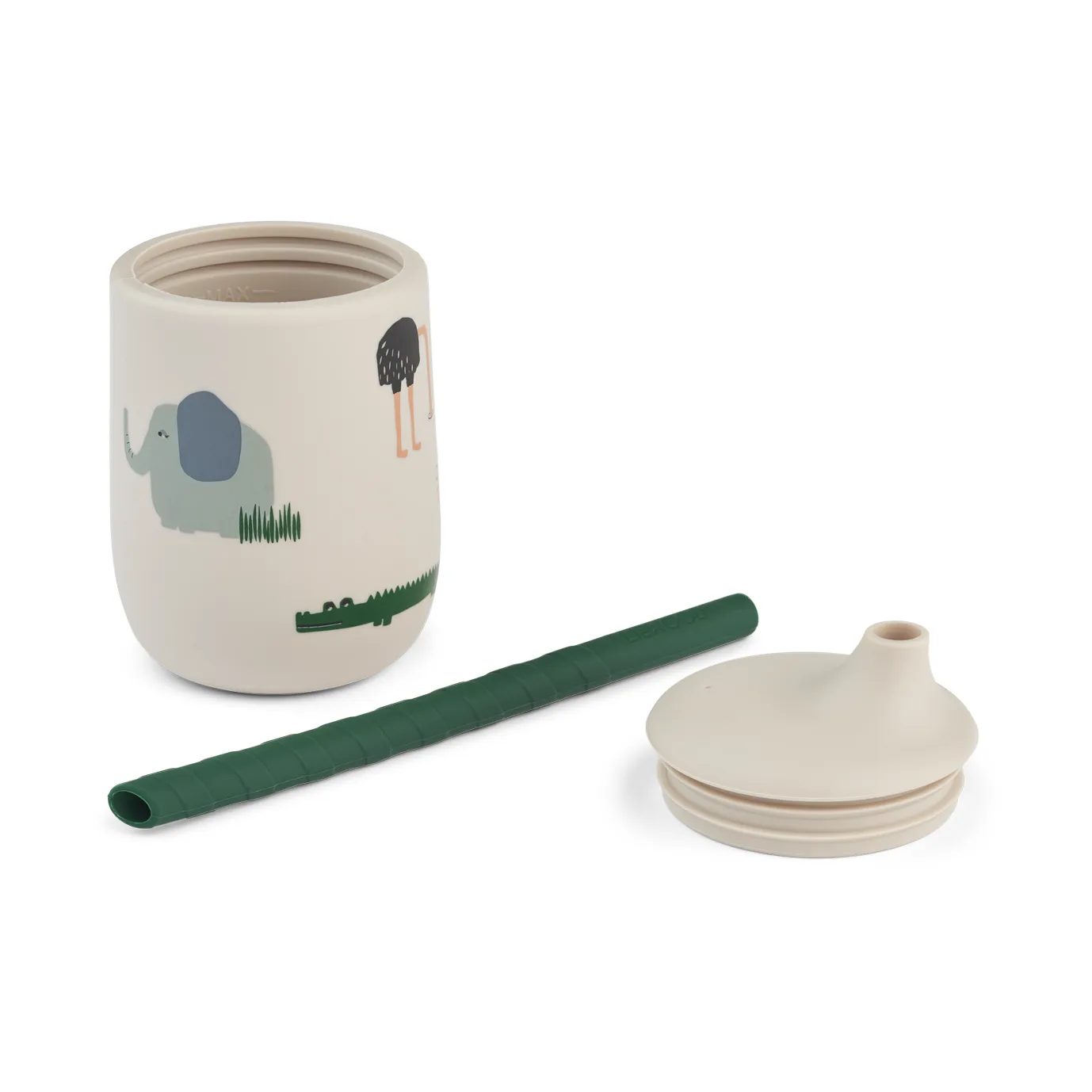 Ellis printed sippy cup tuitbeker met rietje 23 cl, Safari sandy mix Liewood