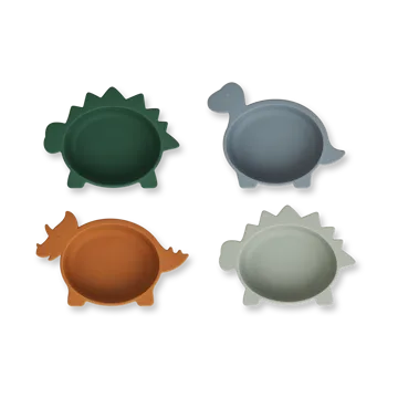 Iggy siliconen schaaltje 4-delig - Dino blue multi mix - Liewood