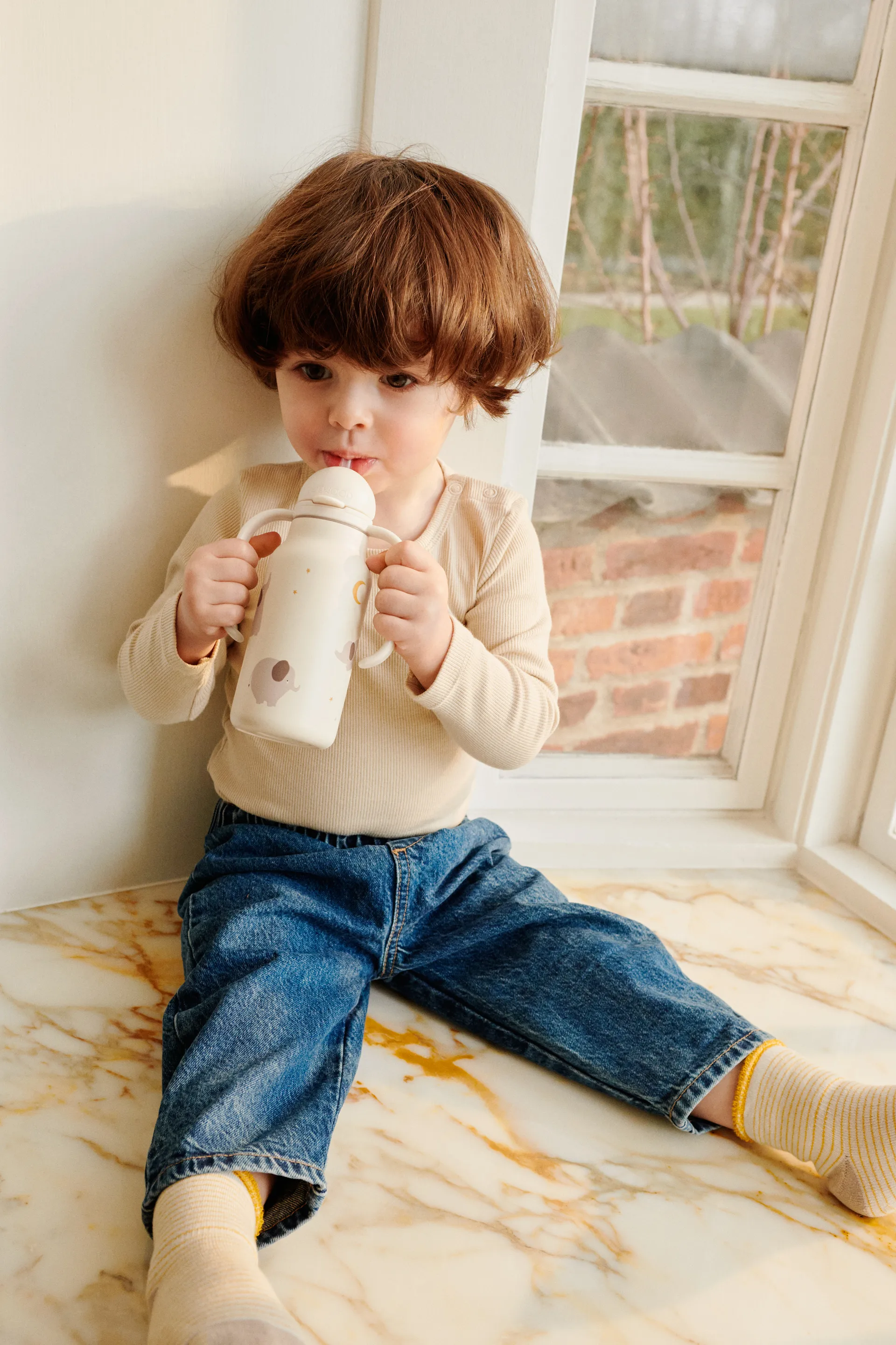 Kimmie waterfles 25 cl, Elephant-Creme de la creme Liewood