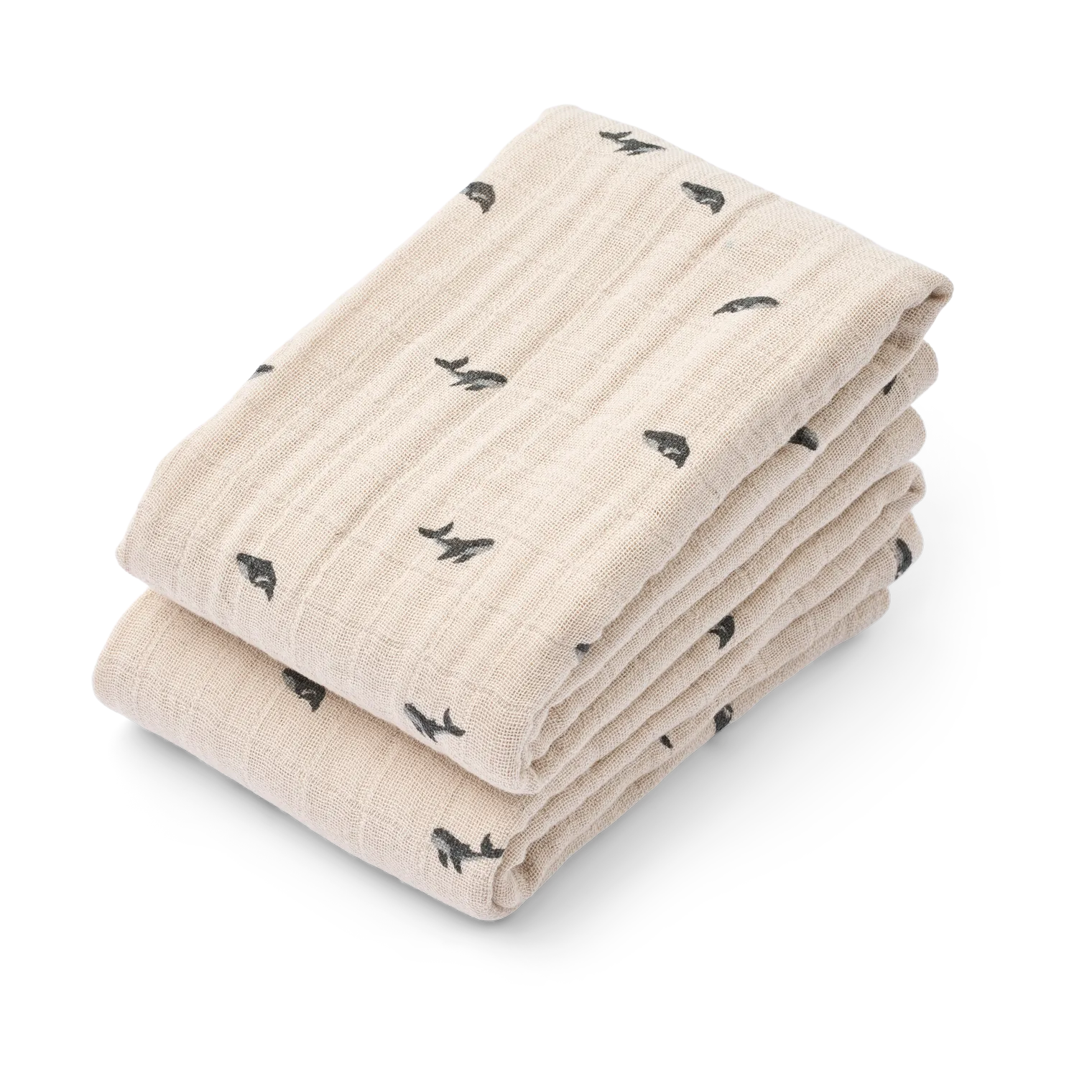 Lewis mousseline deken 2-pack 65x65 cm, Mini whale-Sandy Liewood
