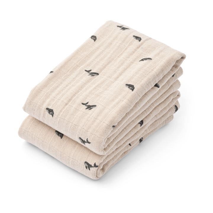 Lewis mousseline deken 2-pack 65x65 cm, Mini whale-Sandy Liewood