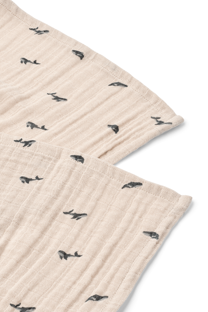 Lewis mousseline deken 2-pack 65x65 cm, Mini whale-Sandy Liewood