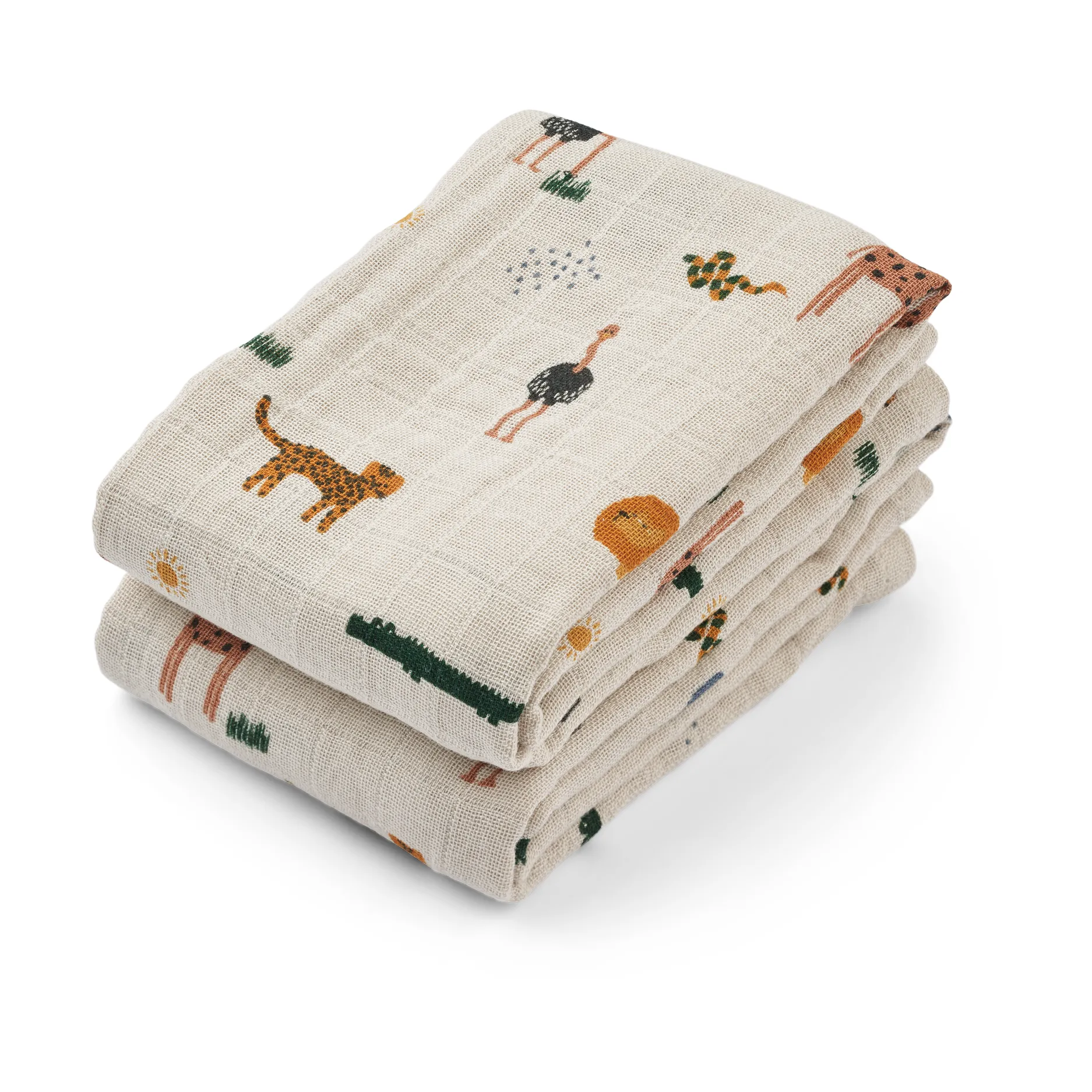 Lewis mousseline deken 2-pack 65x65 cm, Safari sandy mix Liewood