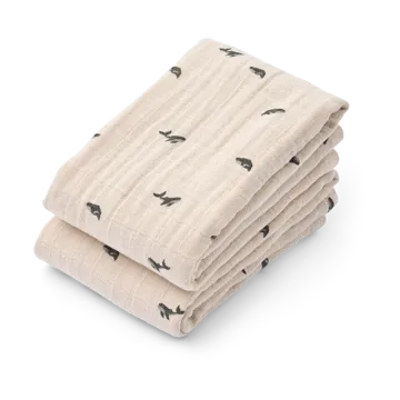 Lewis mousseline doek 2-pack 65x65 cm - Mini whale-Sandy - Liewood
