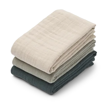 Lewis muslin hydrofiele doek 3-delig 65x65 cm - Dove blue mix - Liewood