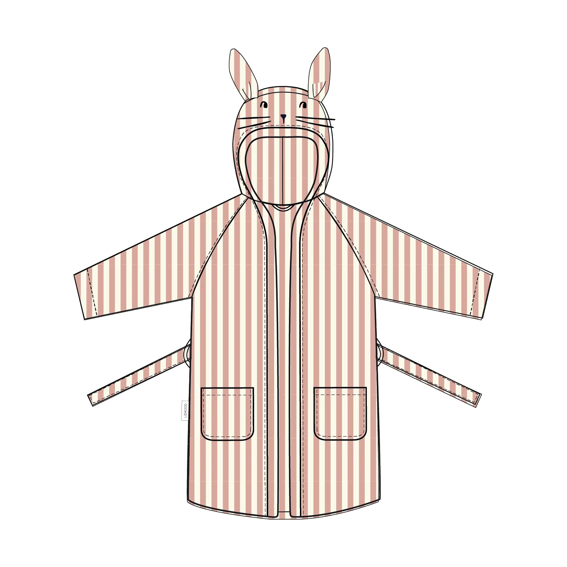 Lily badjas coral blush crème-de-la-crème streep, 7-8 jaar Liewood