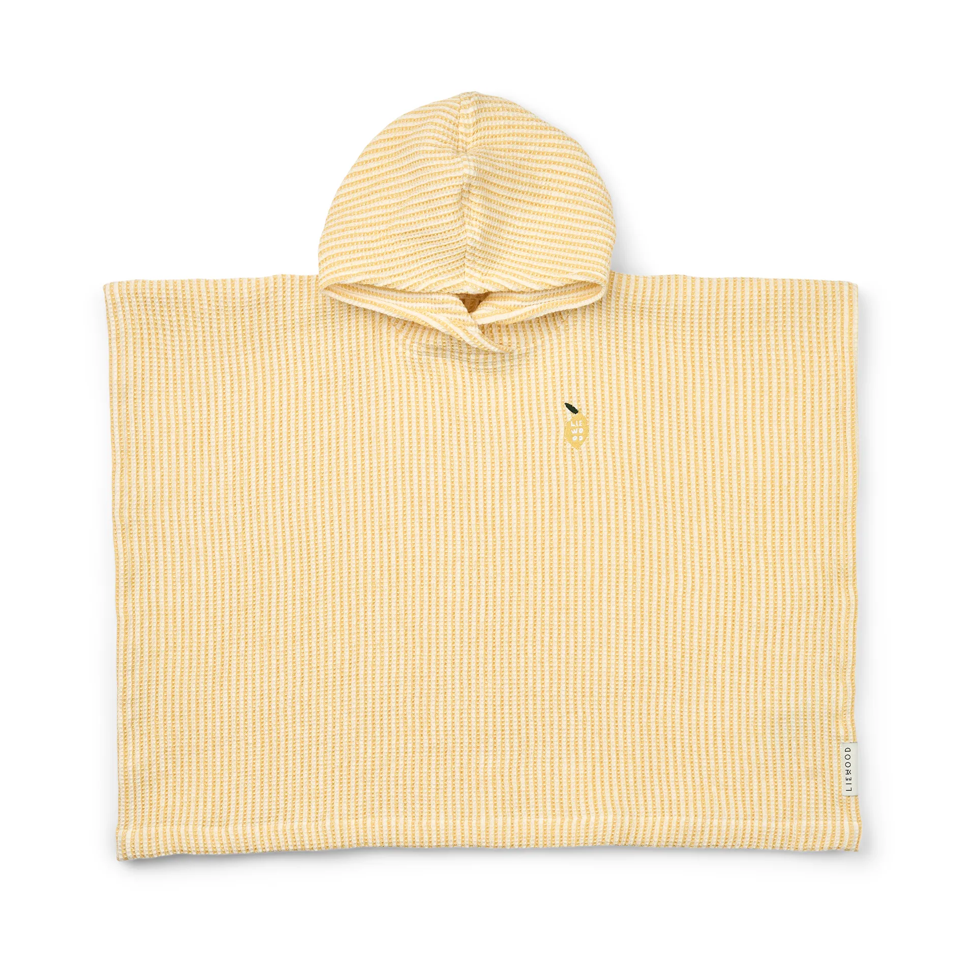 Paco badponcho lemon yellow crème-de-la-crème streep, 1-2 jaar Liewood