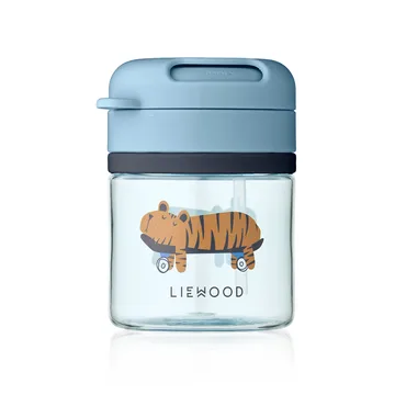 Pavia beker met rietje 28 cl - Fun-beach blue - Liewood