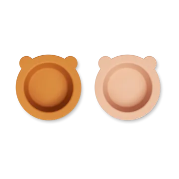 Peony bord met zuignap Ø16 cm 2-delig - Mustard-tuscany rose mix - Liewood