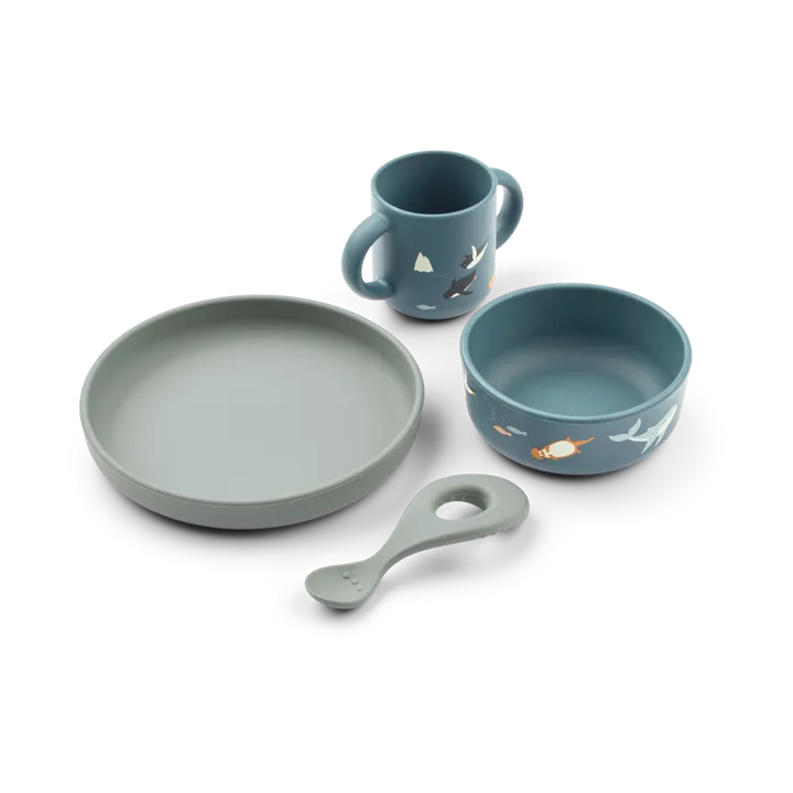 Vivi printed servies set 4-delig - Arctic Sea-Ocean view - Liewood